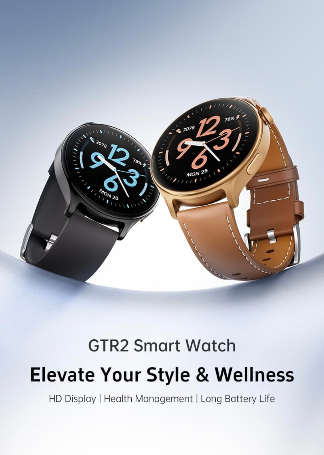 GTR2 - Women’s & Men’s Flagship Smartwatch for Android & IOS – 2” HD Full Touch Screen – Built-in Bluetooth, GPS & Alexa Technology – IP67 Waterproof – Health & Fitness Tracker: 100 Sport Modes, BLACK