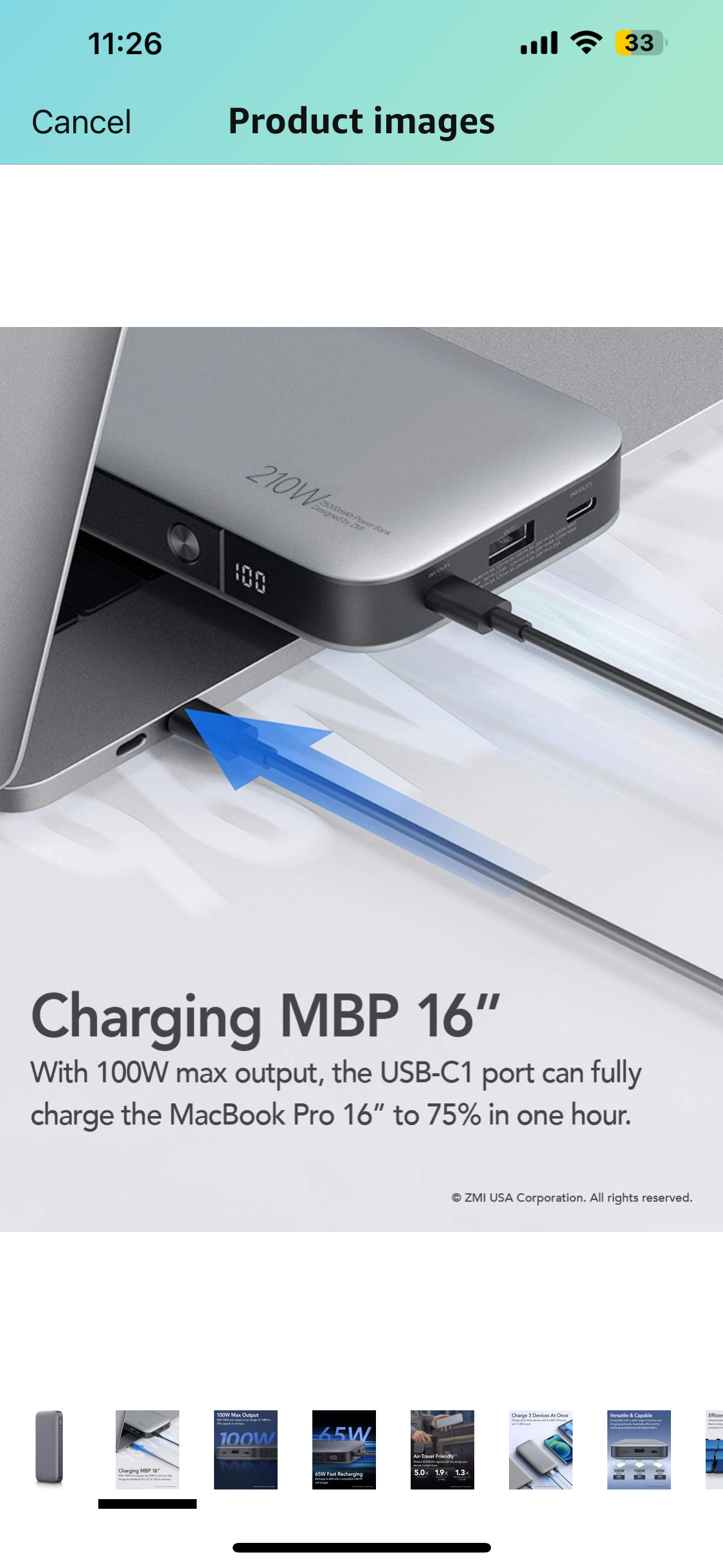 ZMI 210W 25000mah USB PD Power Bank QB826G, Backup Battery for MacBook/MacBook Pro/Pixelbook/Nintendo Switch