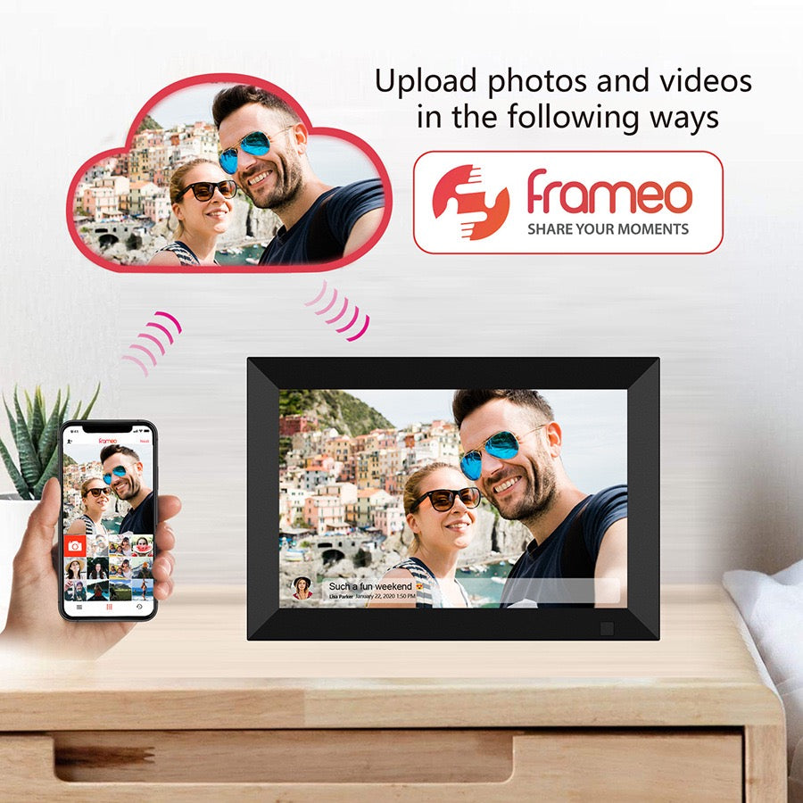 "FRAMEO 10.1\" WiFi Digital Photo Frame - Touchscreen, Auto-Rotate, Wall-Mountable"