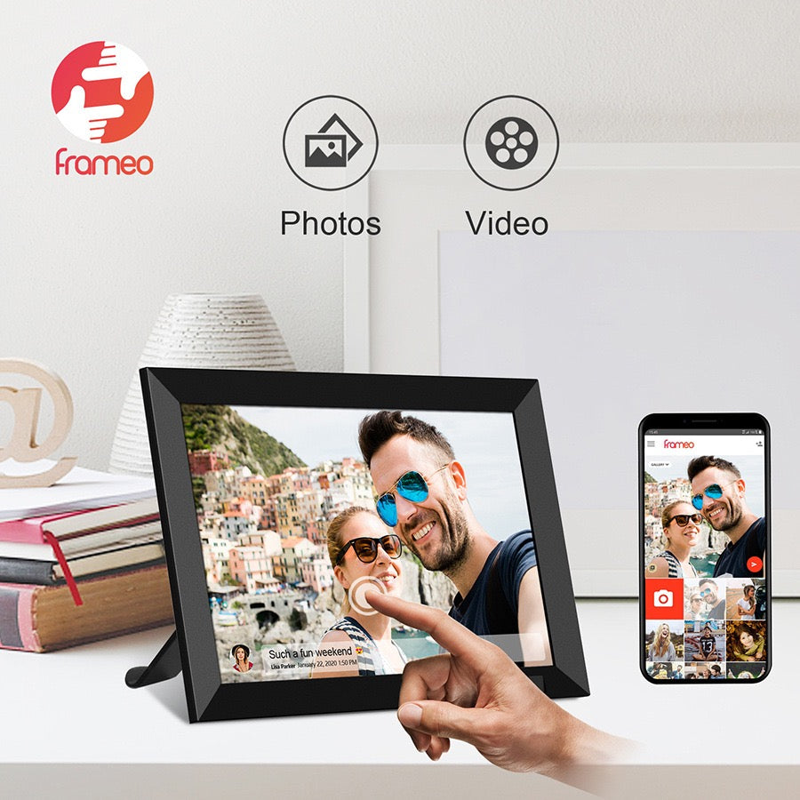 "FRAMEO 10.1\" WiFi Digital Photo Frame - Touchscreen, Auto-Rotate, Wall-Mountable"